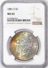 1881-S $1 Morgan Silver Dollar Coin NGC MS63 Amazing Toning