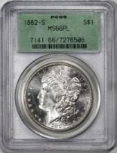 1882-S $1 Morgan Silver Dollar Coin PCGS MS66PL Old Green Holder