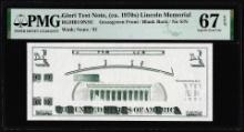 Circa 1970's Lincoln Memorial Giori Test Note PMG Superb Gem Uncirculated 67EPQ