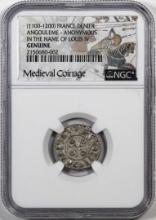 1100-1200 France Agouleme-Anonymous Louis IV Denier Medieval Coin NGC Genuine