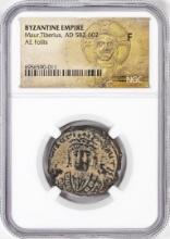 Byzantine Empire 582-602 AD Maur. Tiberius AE Follis Ancient Coin NGC F