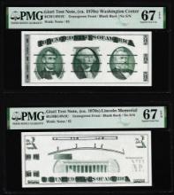 Set of Giori Test Note Washington & Lincoln Memorial PMG Superb Gem Unc 67EPQ