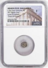 Arabia Felix, Sabaeans c.3rd-2nd Centuries BC AR Eighth Unit Owl Ancient Coin NGC F