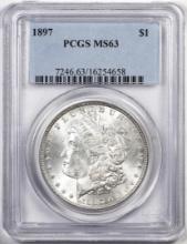 1897 $1 Morgan Silver Dollar Coin PCGS MS63