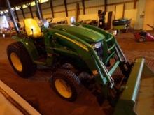 John Deere 3320 4WD Tractor w/300CX Loader 62'' Bucket, 3PT PTO, Hydro., 88