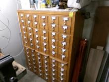 72 Drawer Index Cabinet Full of Misc. Tools and Items, Nice Cabinet (Baseme