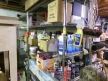 Large Group of Spray Paint and Garage Fluids on Wire Shelf (Basement)