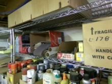 Large Group of Sanding Paper and Belts on Top Shelf of Wire Rack (Basement)