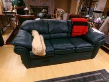 Green Leather Couch (Basement)