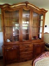 Ethan Allen Buffet/Hutch 68'' W x 20'' L x 88'' H, Dark Stain w/Built In Li