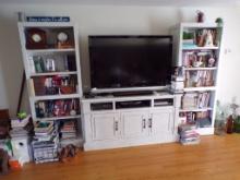 Ashley White-Washed Entertainment Unit w/Side Book Cases, TV Stand, 62'' x