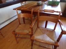 52'' x 54'' Dual Drop-Leaf Kitchen Table w/6 Matching Chairs (1) Is A Capti