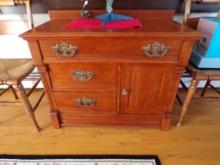 36'' x 18'' Wash Stand (Possibly Maple) 3-Drawer, 1-Door, Nice Shape