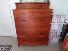 (8) Drawer 40'' x 23'' Curved Front Cherry Dresser, Hand Made In Maine