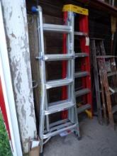 Werner Aluminum Adjustable Ladder, 17' Total Height, 4'10'' Step Ladder, 11