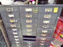 (33) Drawer Metal Cabinet w/Misc Contents, Springs, Wire Leads, Glue, Assor