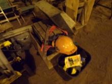 Wooden Box Crate With Quantity of Reusable Bags, Garbage Can With Chainsaw