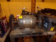 Rolling Metal Table With (2) Bench Grinders (1) Sears Roebuck 3/4HP 8'' and