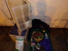 Group of Misc Items-6 Mic Plastic Sheating, Collapsible Storage Totes, Cand