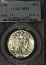 1945 Walking Liberty Silver half dollar, PCGS MS-63.