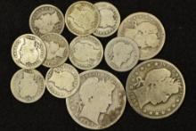 $2.15 face value in US 90% Silver Barber dimes, quarters, and half-dollars.