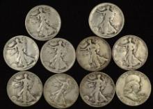 1917, 1918, 1918S, 1920, 1936S, 1937D, 1942D, 1943 & 1943D Silver Walking Liberty half dollars &