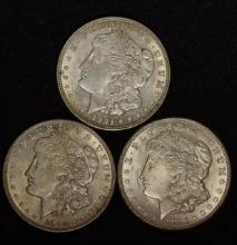 1921, 1921D, 1921S Silver Morgan dollars (3 pieces total).