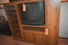 Brown Wood Cabinet Stereo/TV. 20 in x 60 in x 52 in tall