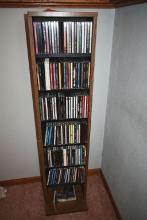 Brown wood Stand with 100 plus CDs