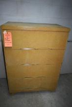 Gold Wooden Dresser with Four drawers. 18 in x 30 in x 43 in