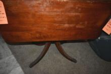 Brown Wood Drop Leaf Table. 17 in x 36 in x 29 in tall