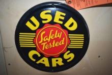 Round Steel Safety Tested Used Car Sign 12-in diameter