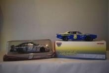 #9 Kasey Caine Racing Car in display case and #8 Dale Earnhardt 1/24 scale Stock Car