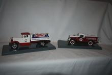 (2) Trucks in display cases. Conoco & Pepsi Cola.