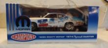 Mopar Champions, "Miss Mighty" Mopar. 1974 Plymouth Duster die-cast car in box 1/18 scale