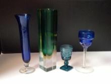 Cobalt Blue vases including Murano