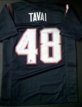 Jehlani Tavai New England Patriots Autographed Custom Football Jersey Beckett Hologram