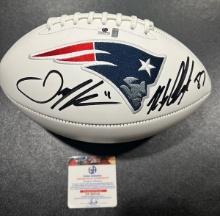 Julian Edelman & Rob Gronkowski New England Patriots Autographed Football GA coa