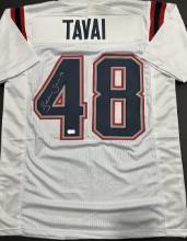 Jehlani Tavai New England Patriots Autographed Custom Football Jersey Beckett Hologram