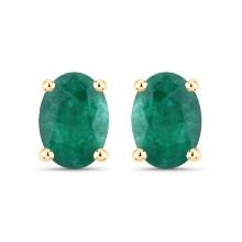 14KT Yellow Gold 1.56ctw Zambian Emerald Earrings