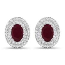 14KT White Gold 1.12ctw Ruby and Diamond Earrings