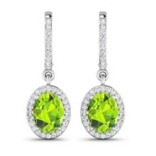 14KT White Gold 2.1ctw Peridot Topaz and Diamond Earrings