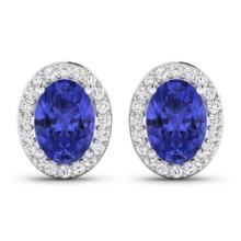 14KT White Gold 1.24ctw Tanzanite and Diamond Earrings