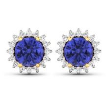 14KT Yellow Gold 1.44ctw Tanzanite and Diamond Earrings