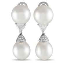 Cartier Platinum 2.40ct Diamond and Pearl Earrings