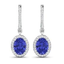 14KT White Gold 2.18ctw Tanzanite and Diamond Earrings