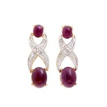 Plated 18KT Yellow Gold 5.02ctw Ruby and Diamond Earrings