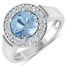 14KT White Gold 1.9ct Aquamarine and Diamond Ring