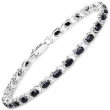 Rhodium Plated 8.75ctw Black Sapphire Bracelet