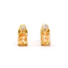 Plated 18KT Yellow Gold 0.82cts Citrine and Diamond Earrings